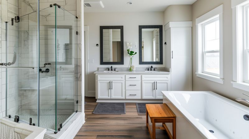 Contemporary Bathroom with Large Shower